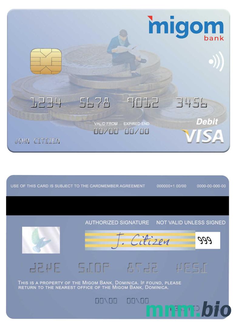 Dominica Migom Bank visa debet karta przykład w formacie PSD